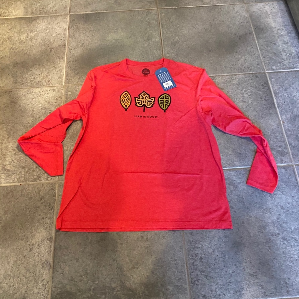 Life is good kuba leaves long sleeve t shirt